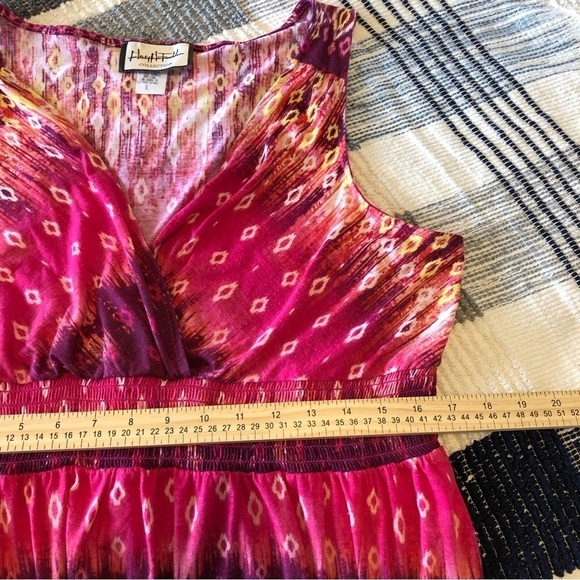 VTG Mary McFadden Womens Dress Sz XL Pink Sleeveless V-Neck Boho Maximalist Cute - Picture 5 of 7